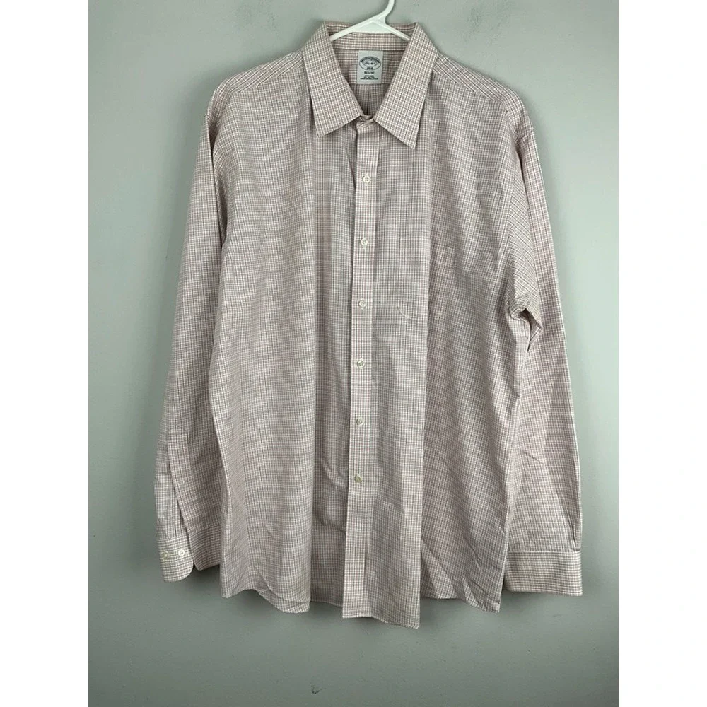 Brooks Brothers White base Red/Blue Micro Regent Dress Shirt 17.5 34/35 Non-Iron - Picture 5 of 9